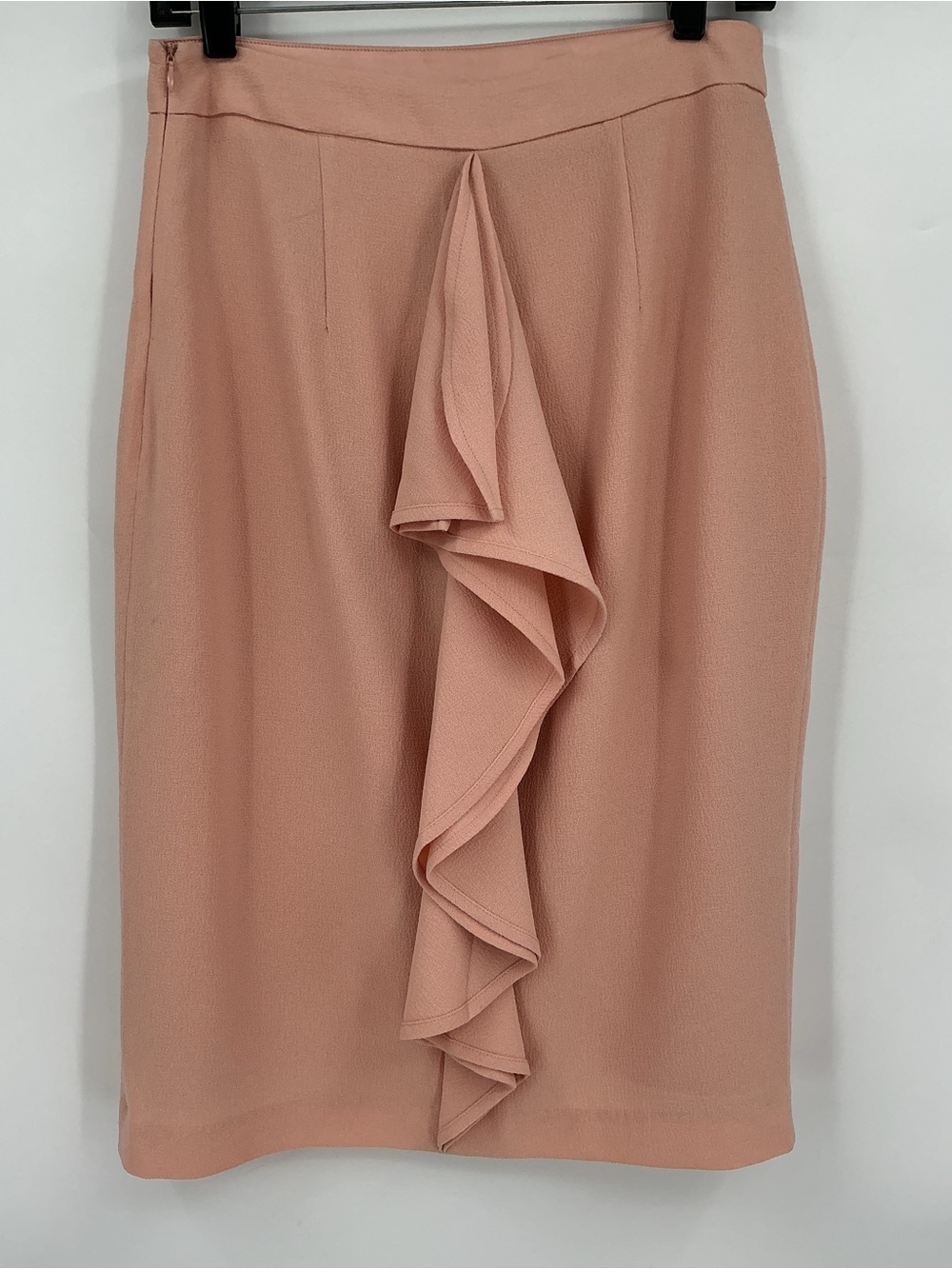 Badgley Mischka Blush Pink/Peach Back Ruffle Pencil Skirt